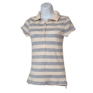 Ambiance Junior Striped Polo M Cream & Gray Embroidered Unicorn Cotton NEW